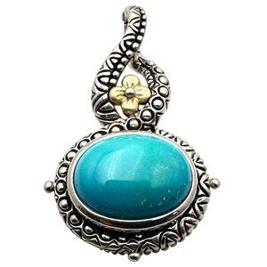Barbara Bixby Womens Pendant 18K Gold Sterling Silver Blue Turquoise